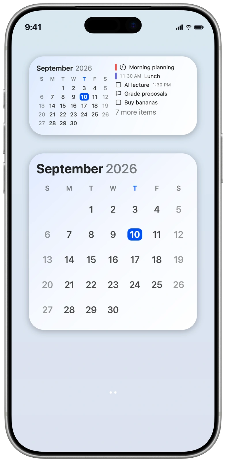Timelane widgets on iPhone